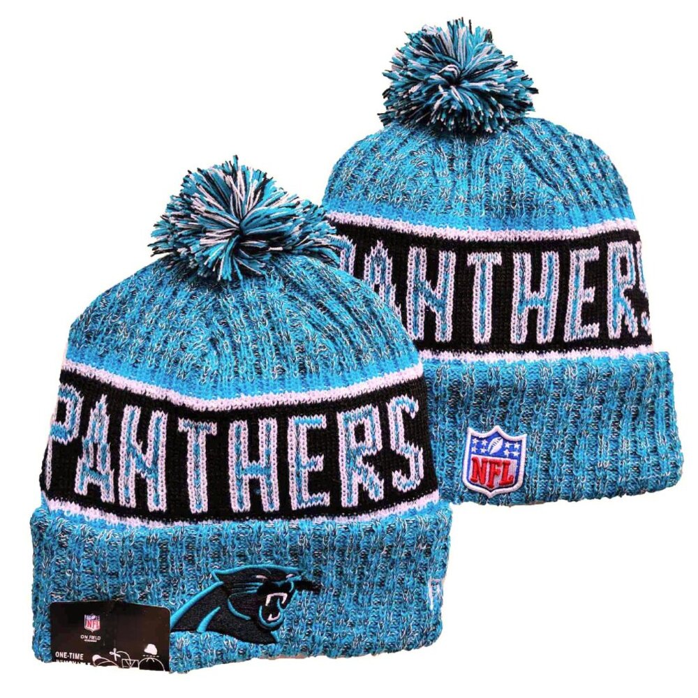 NWT  Carolina Panthers Sports Knit Pom Beanie Fleece Lining OSFA Unisex‎